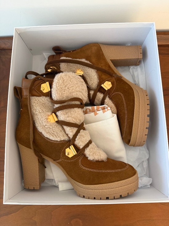 See By Chloe Karla Shearling Block Heel Boots Size 41 - Picture 1 of 5